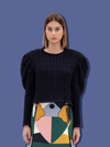 PARDEN's ROSA CABLE KNIT TOP NAVY